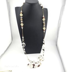 Dabby Reid Long Beaded Necklace - 48" Beads on Gold Tone Chain